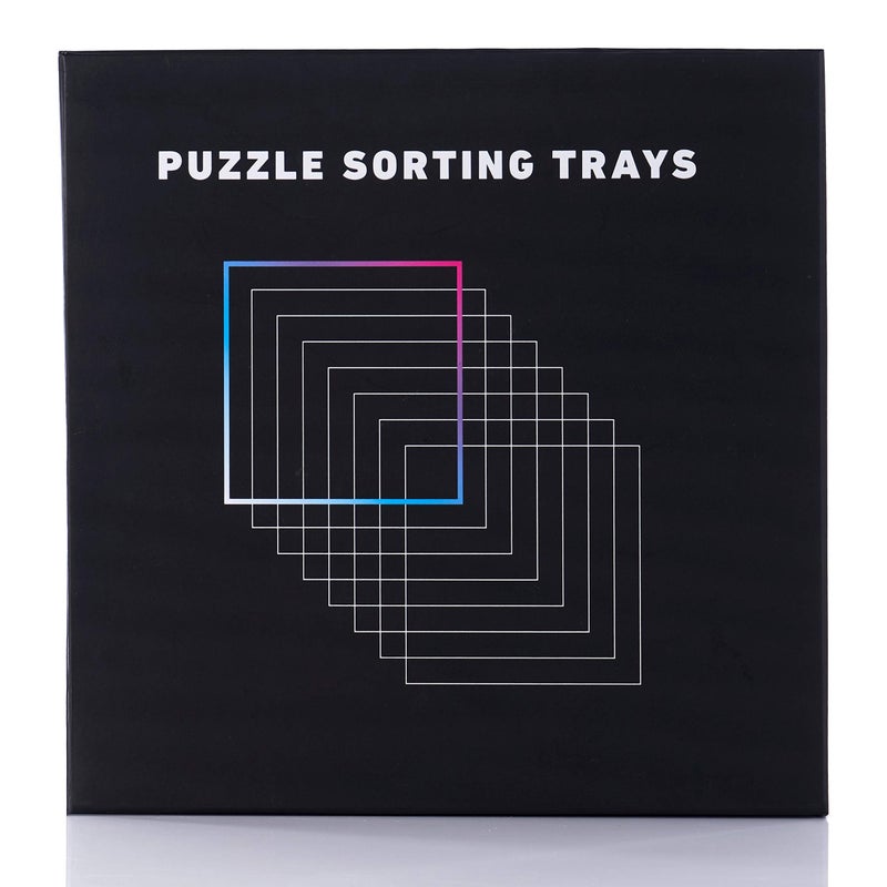 TIDYBOSS 8 Puzzle Sorting Trays with Lid 8" x 8" - Jigsaw Puzzle Accessories Black Background Makes Pieces Stand Out to Better Sort Patterns, Shapes and Colors | for Puzzles Up to 1500 Pieces - Image 2